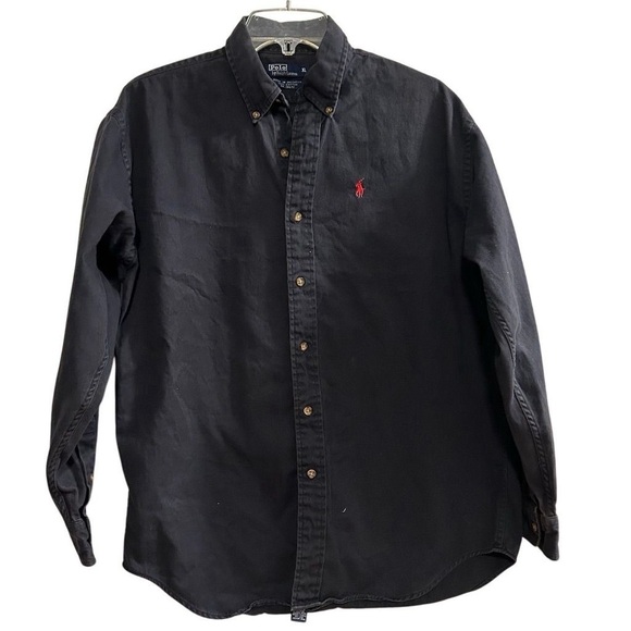 Polo Ralph Lauren Men's Navy Blue Long Sleeve Collared Shirt XL Vintage - Picture 1 of 9